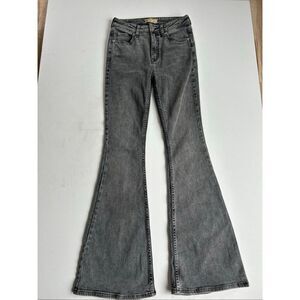 We The Free People Black Denim Flare Leg Jeans High-Rise Grunge
